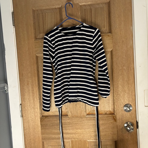J.‎ Crew women’s navy blue and white striped blouse size M - Picture 1 of 6